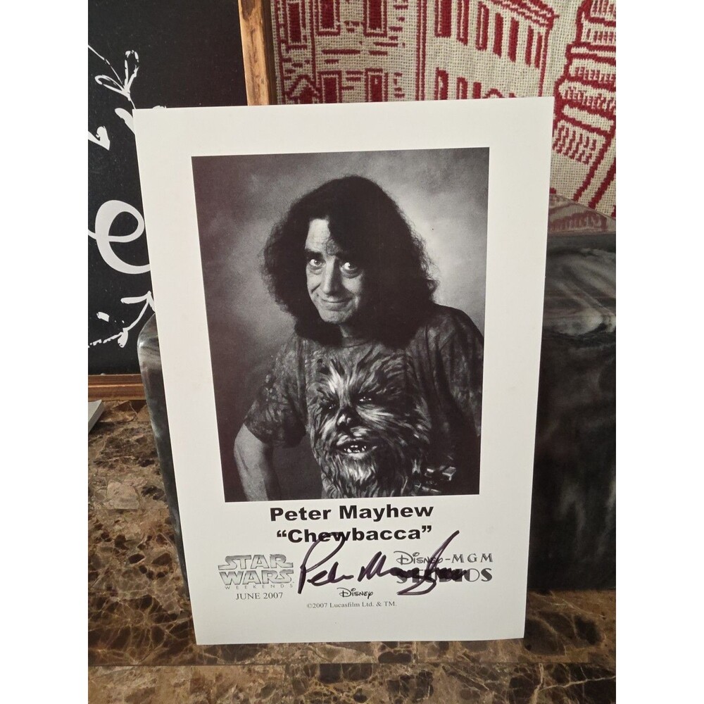2007 In Person Peter Mayhew Chewbacca Autograph Signed MGM Studios Star Wars